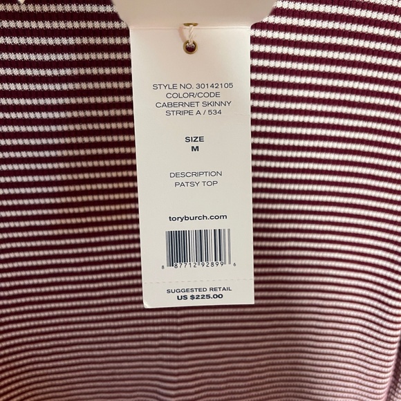 Tory Burch Patsy Poplin Collar Stripe Sweater Top NWT‎ Size Medium - Picture 12 of 13
